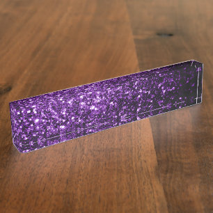 Porte-nom Pour Bureau Flamme de parties scintillant foncé violet brillan