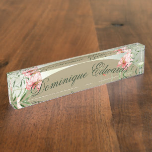 Porte-nom Pour Bureau Fleur botanique tropicale Élégante personnelle