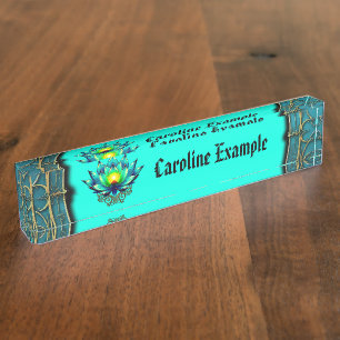Porte-nom Pour Bureau Fleur de l'Élégance, Mystic Lotus.
