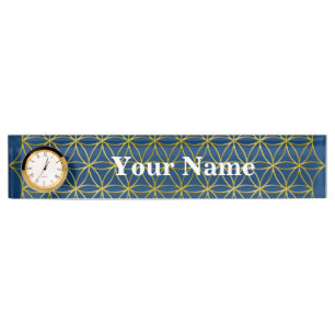 Porte-nom Pour Bureau Fleur de vie / Blume des Lebens - Or frontalier