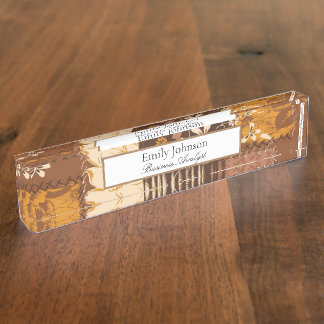 Porte-nom Pour Bureau fleurs de cube noir