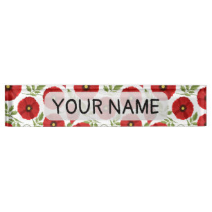 Porte-nom Pour Bureau Fleurs d'été joyeuses floraison de pavot