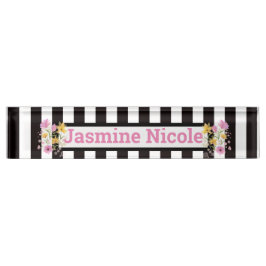 Porte-nom Pour Bureau Fleurs et bandes