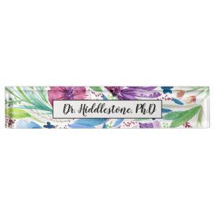 Porte-nom Pour Bureau Fleurs sauvages colorés