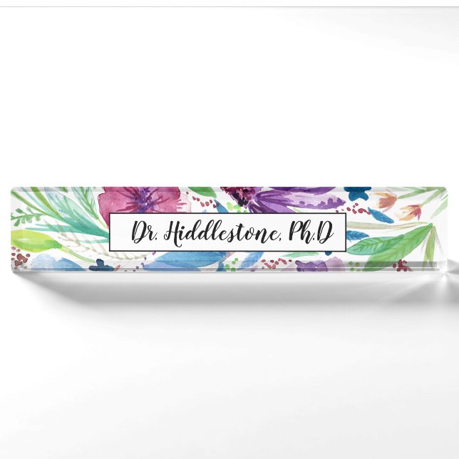 Porte-nom Pour Bureau Fleurs sauvages colorés (Devant)