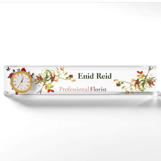 Porte-nom Pour Bureau Floral Designer personnalisé pour professionnels (Devant)