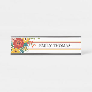 Porte-nom Pour Bureau Floral nommé fait sur commande