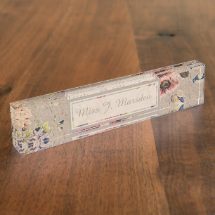 Porte-nom Pour Bureau Floral rustique vintage