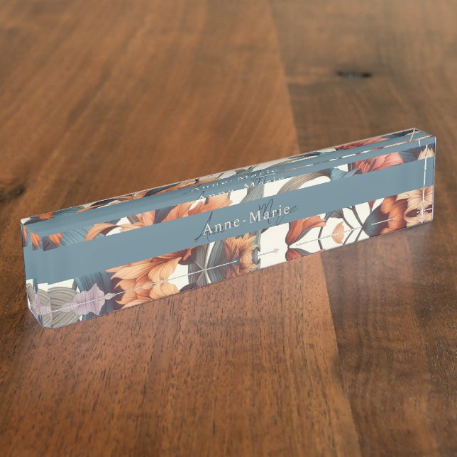 Porte-nom Pour Bureau Floral rustique vintage élégant élégant (Taille)