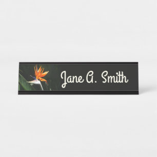 Porte-nom Pour Bureau Flower tropical orange paradise