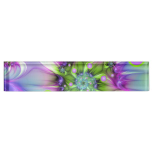 Porte-nom Pour Bureau Formes arrondies de spirale colorées Art fractal A