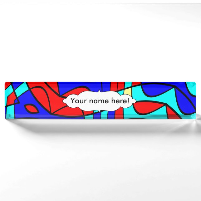 Porte-nom Pour Bureau Formes colorées (Devant)