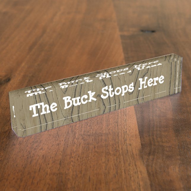 Porte-nom Pour Bureau Fun Desk Signale les arrêts Buck ici (Taille)