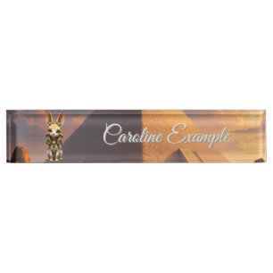 Porte-nom Pour Bureau Gardien Ensoleillé – Lapin Relique du Désert.