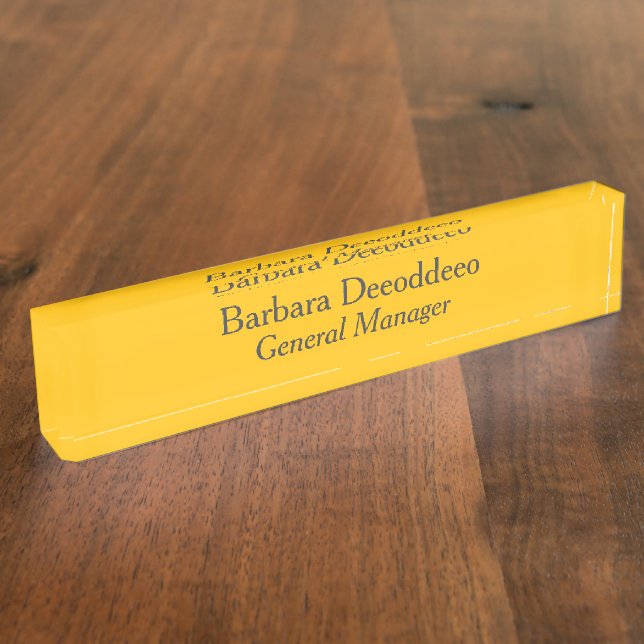 Porte-nom Pour Bureau General Manager Yellow Acrylic (Taille)