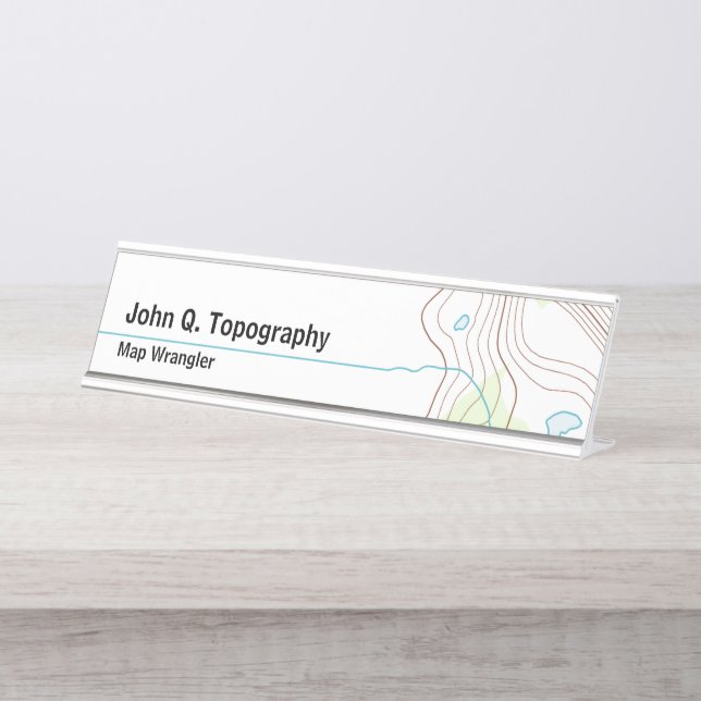 Porte-nom Pour Bureau Géologue, Cartographe Carte topographique (Devant)