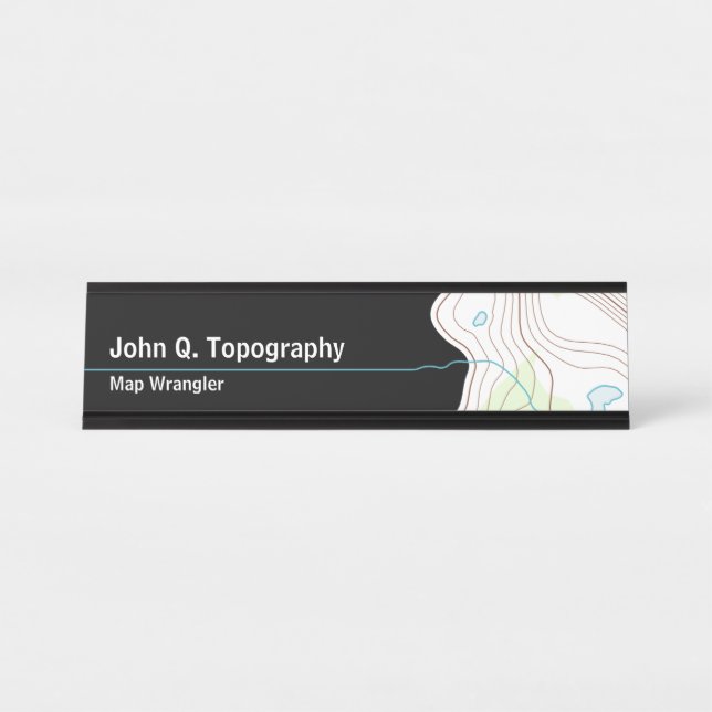 Porte-nom Pour Bureau Géologue, Cartographe Carte topographique (Devant)