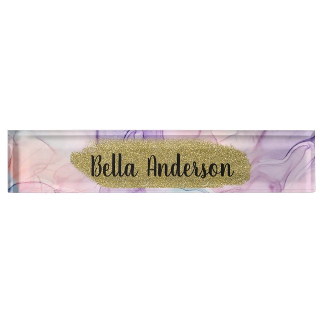 Porte-nom Pour Bureau Glam Imaginaire épais moelleux Ethereal Pastel (Devant)