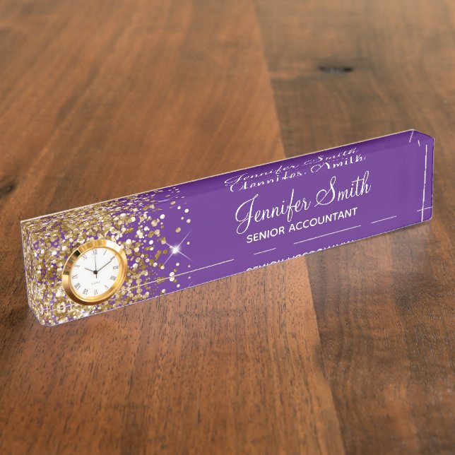 Porte-nom Pour Bureau Glitterie de fille Glam Royal violet (Taille)