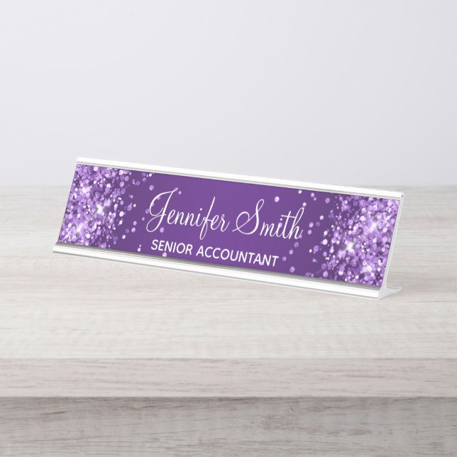 Porte-nom Pour Bureau Glitterie Royal Purple Gradient (Devant)