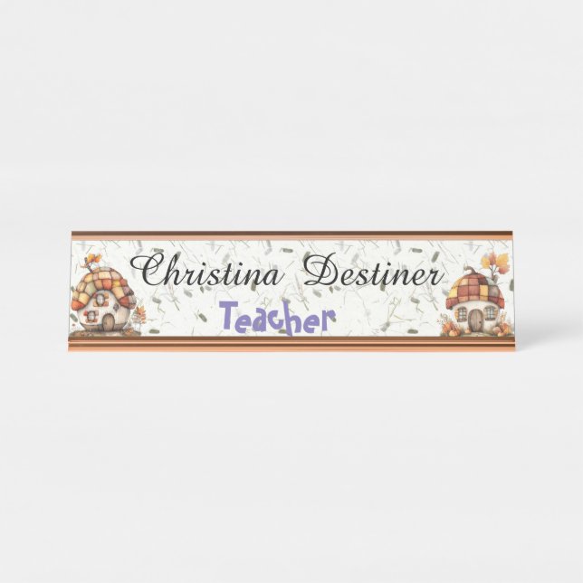 Porte-nom Pour Bureau Gnome Homes Personnalisable Desk Name Plate (Devant)