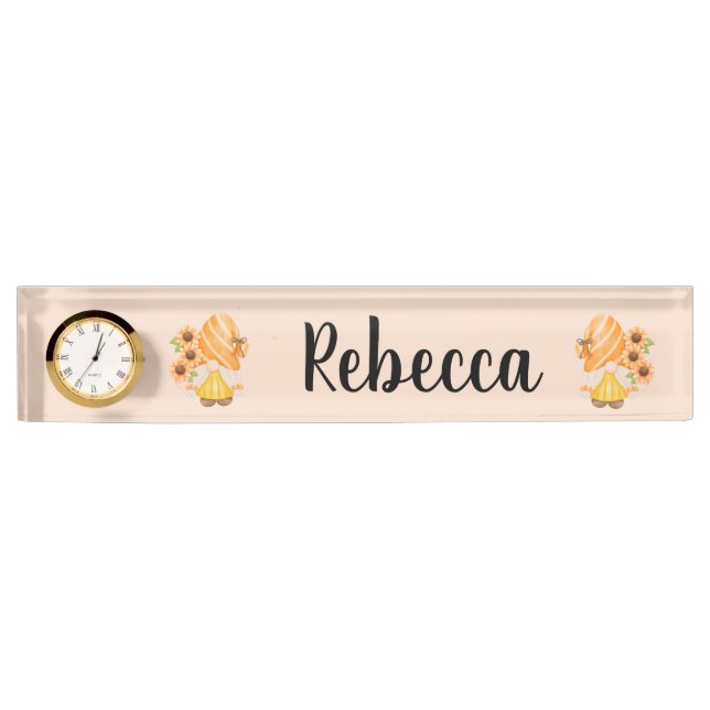 Porte-nom Pour Bureau Gnomes mignons aux tournesols (Devant)