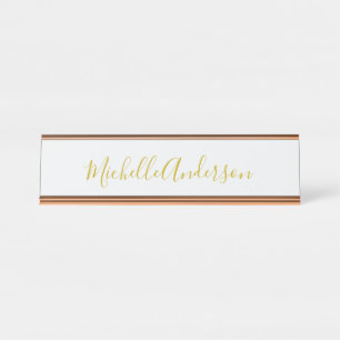 Porte-nom Pour Bureau Gold Color Modern Minimaliste Nom d'écriture manus