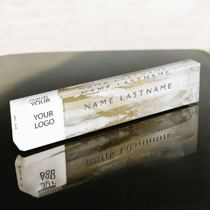 Porte-nom Pour Bureau Gold et Marbre blanc Professional Modern