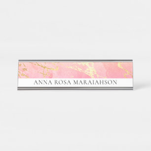 Porte-nom Pour Bureau *~ Gold Foil Rose Peach Cosmic Universe AP3