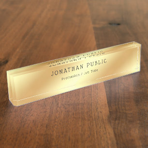 Porte-nom Pour Bureau Gold Look Calligraphie Nom Modèle élégant