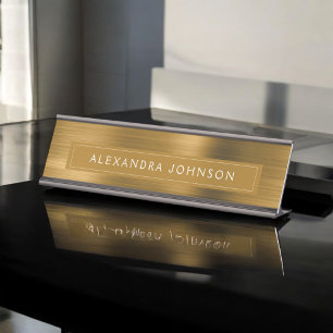 Porte-nom Pour Bureau Gold Metallic Foil Moderne Élégante Entreprise
