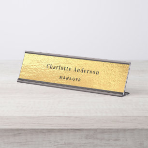 Porte-nom Pour Bureau Gold nom métal titre classique élégant