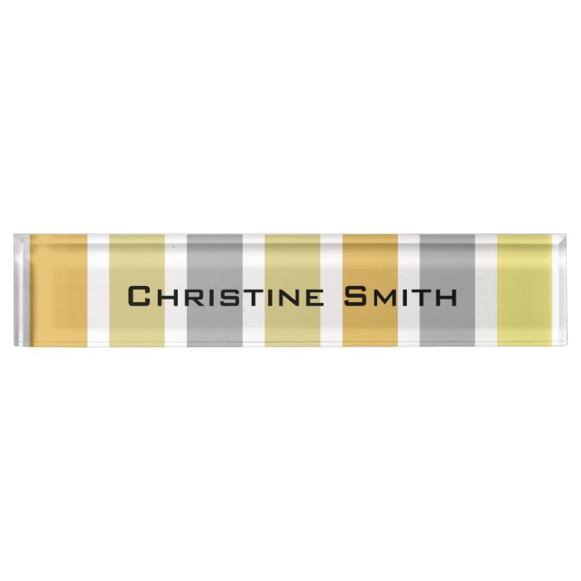 Porte-nom Pour Bureau Gold Silver Bronze Metal Hues (Devant)