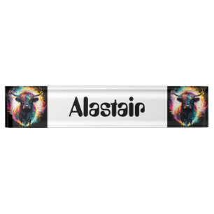 Porte-nom Pour Bureau Grace Ghoost : Vache Holographique Spectrale,