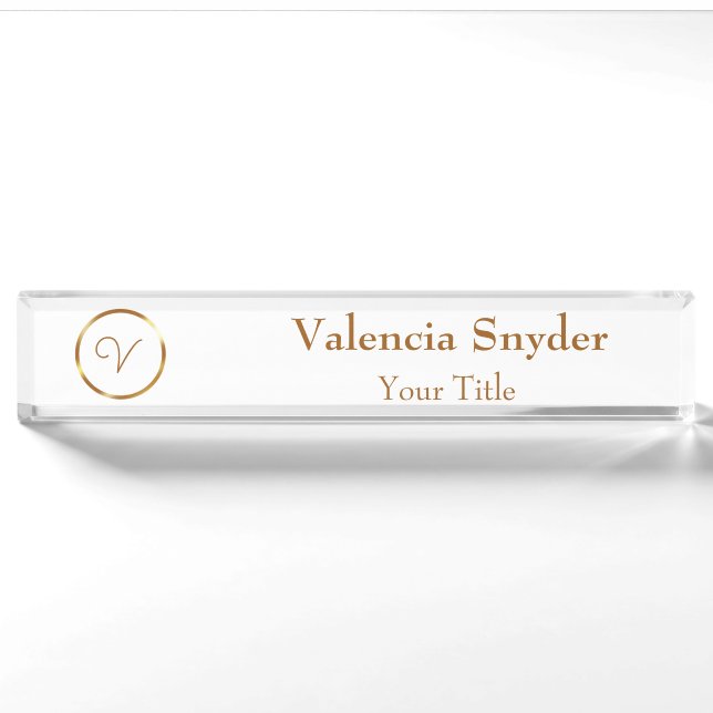 Porte-nom Pour Bureau Gradient gold circle custom business logo (Devant)