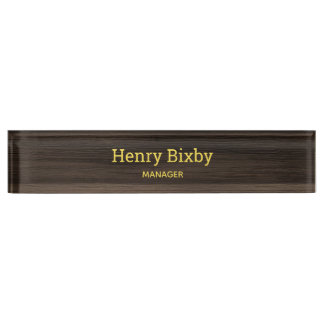 Porte-nom Pour Bureau Grain en bois foncé