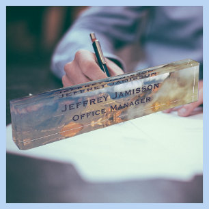 Porte-nom Pour Bureau Grand Canyon, Nuages, Nom et Titre, Acrylique