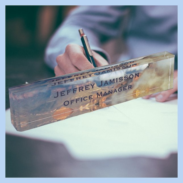 Porte-nom Pour Bureau Grand Canyon, Nuages, Nom et Titre, Acrylique (Créateur téléchargé)