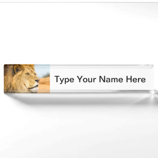 Porte-nom Pour Bureau Grand lion regardant loin