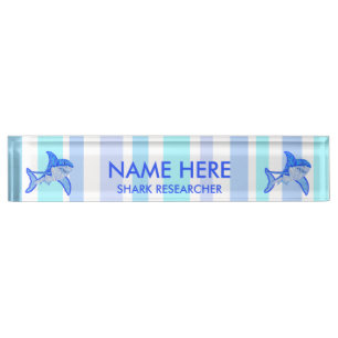 Porte-nom Pour Bureau Grandes rayures colorées de mer de requin blanc de