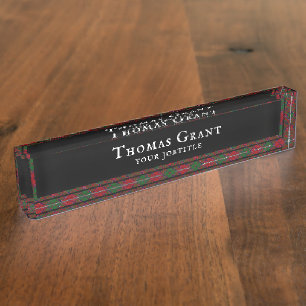Porte-nom Pour Bureau Grant Clan Tartan Scottish Plaid