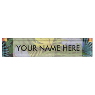 Porte-nom Pour Bureau Graphique de fleur d'Aloha de Hawaii tropical
