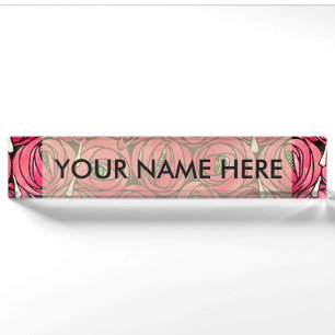 Porte-nom Pour Bureau Graphique rose Art Nouveau Rennie Macintosh