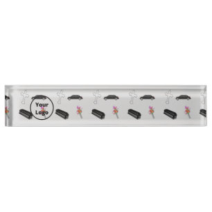 Porte-nom Pour Bureau Gray funeral business pattern