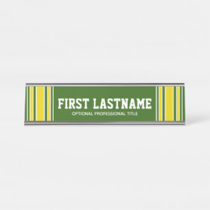 Porte-nom Pour Bureau Green Yellow Sports Jersey Nom - Can EDIT Color