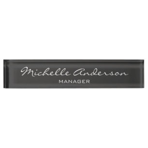 Porte-nom Pour Bureau Gris Charme Professionnel Script Manager