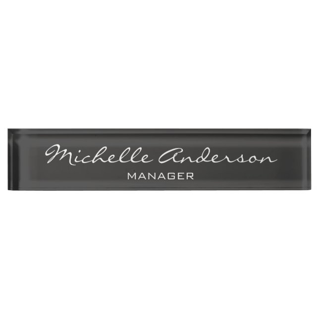 Porte-nom Pour Bureau Gris Charme Professionnel Script Manager (Devant)