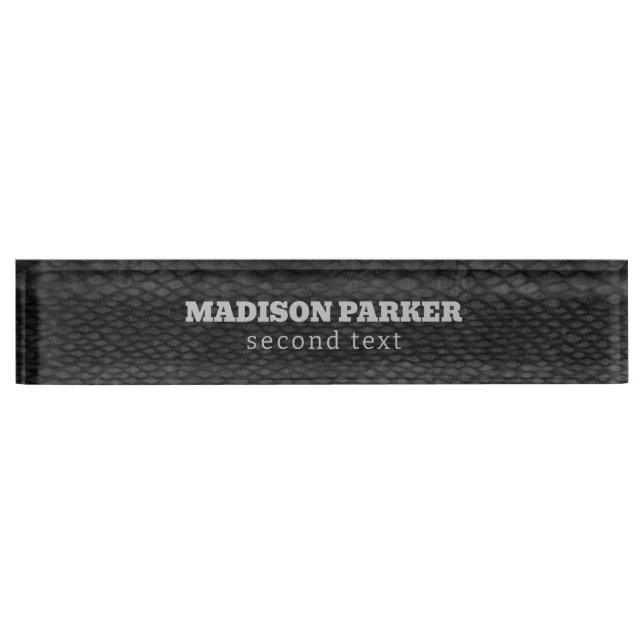 Porte-nom Pour Bureau Gris noir et foncé Snakeskin Print (Devant)