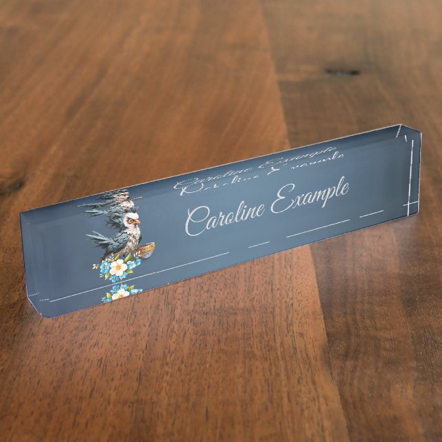 Porte-nom Pour Bureau Grumpy Bird lundi. (Taille)