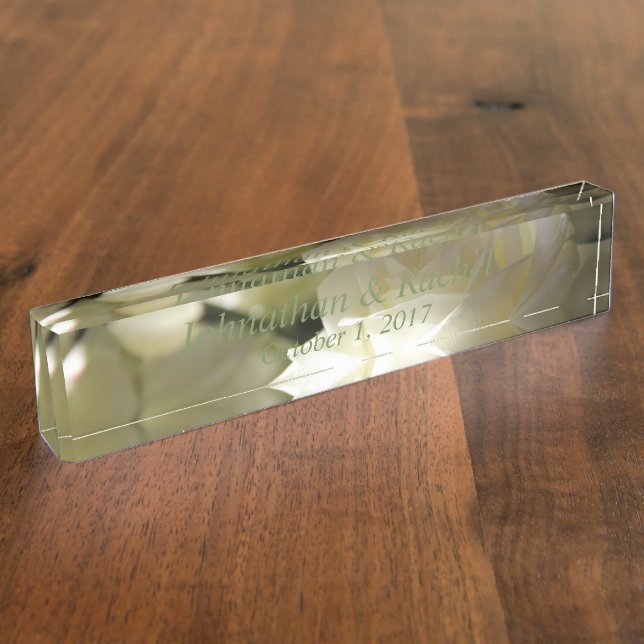 Porte-nom Pour Bureau HAMbyWG - Garde-mémoire acrylique - Rose blanche (Taille)